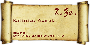 Kalinics Zsanett névjegykártya